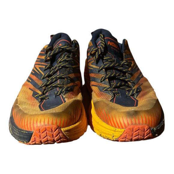 HOKA Speedgoat GTX Trail Running Shoes Men’s 11 Orange Black Waterproof Vibram - Picture 2 of 8